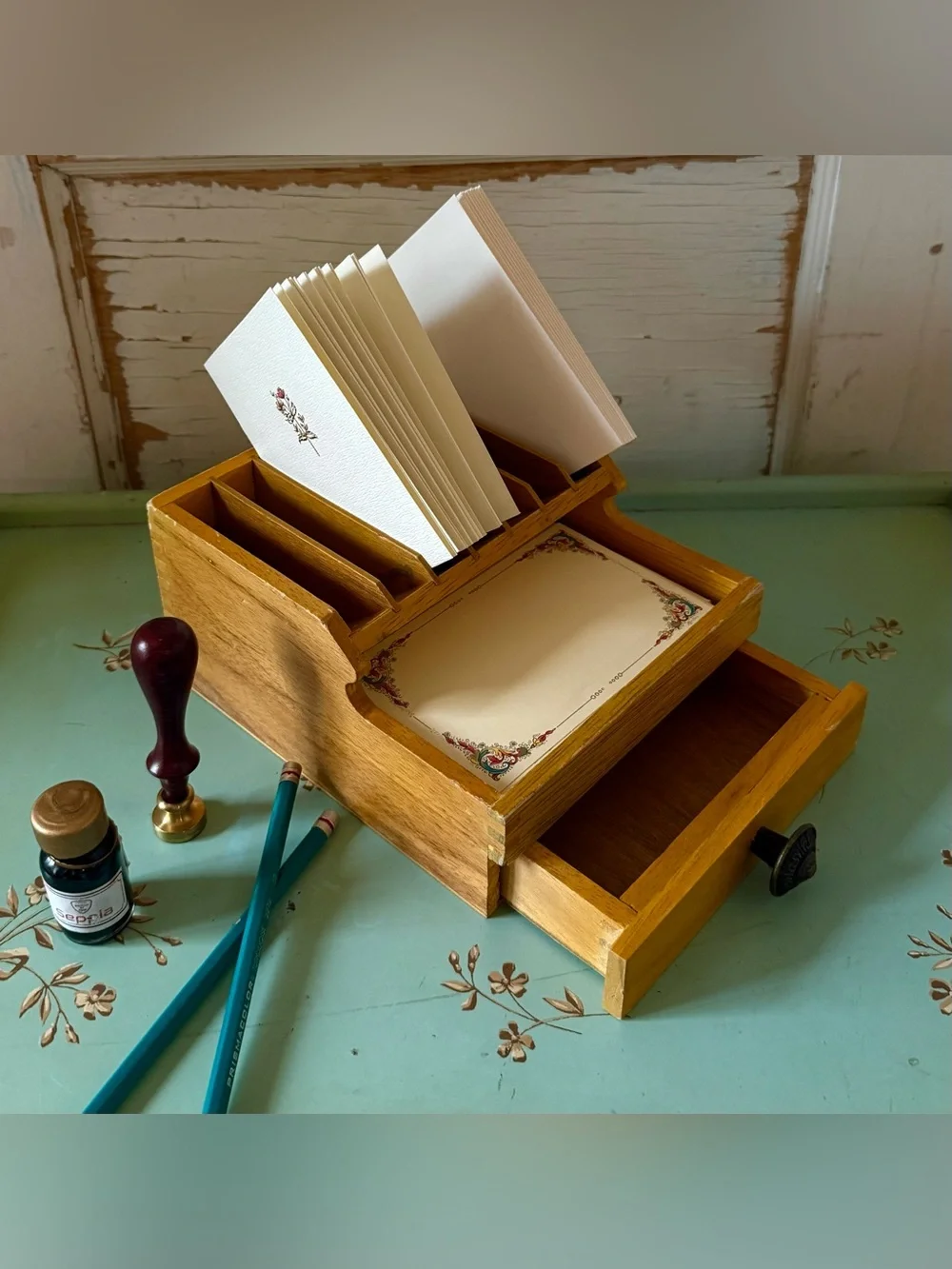Vintage Wood Bench-top/Desktop Organizer, Plier Storage Rack, Jewelry Tools